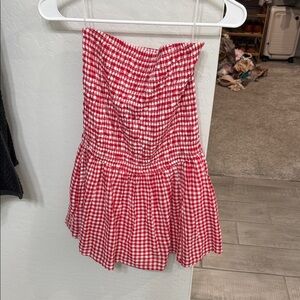Hollister Red Gingham Strapless Romper sz small